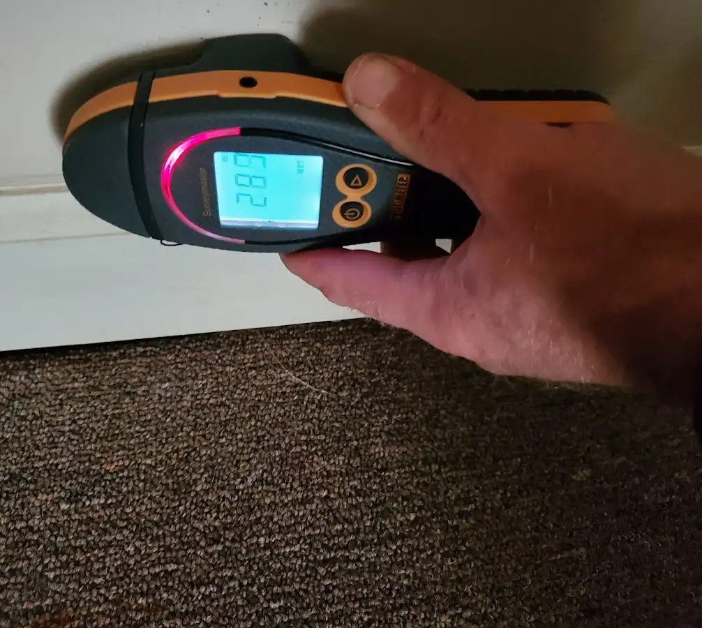 Moisture detection at baseboard during Sewage Cleanup & Sanitation in West Manheim